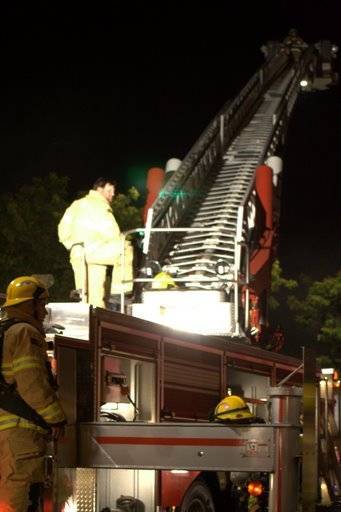 Truck 1 ladder deployed