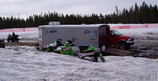 west yellowstone 2004. The whole racing and travel setup.